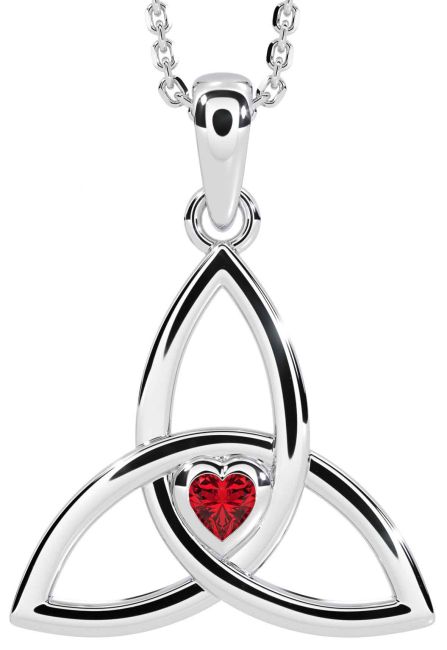 Ruby White Gold Celtic Trinity Knot Necklace