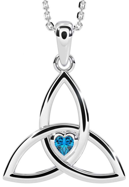 Topaz White Gold Celtic Trinity Knot Necklace