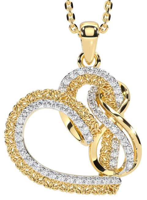 Diamond Gold Silver Celtic Trinity Knot Infinity Necklace