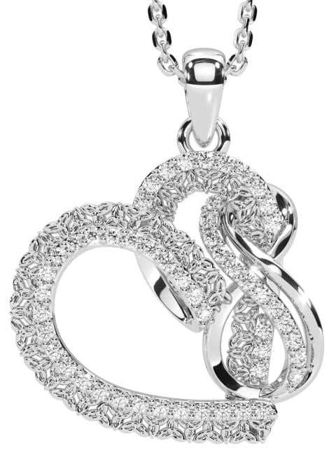 Diamond Silver Celtic Trinity Knot Infinity Necklace