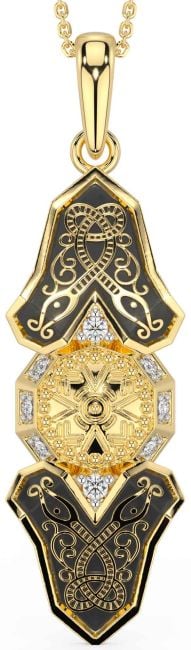 Diamond Gold Silver Black Rhodium Celtic Warrior Necklace