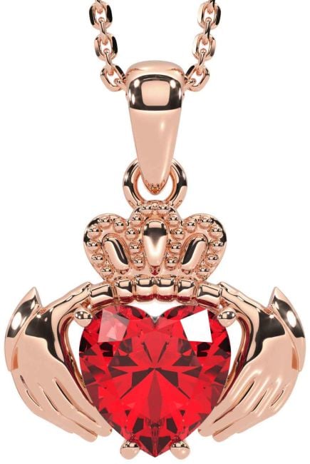 Ruby Rose Gold Silver Claddagh Necklace