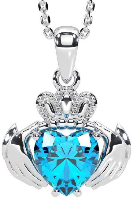 Topaz Silver Claddagh Necklace