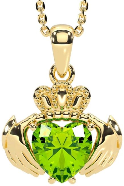 Peridot Gold Claddagh Necklace