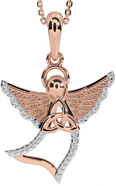 Diamond Rose Gold Celtic Trinity Knot Necklace