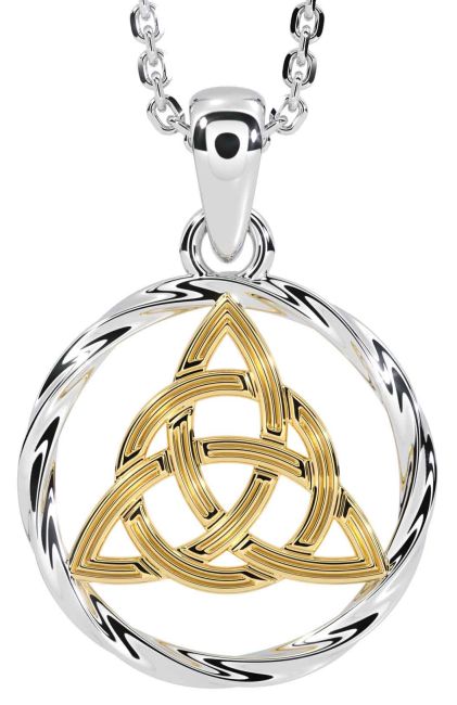 Gold Silver Celtic Trinity Knot Necklace