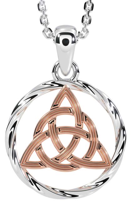 Rose Gold Silver Celtic Trinity Knot Necklace