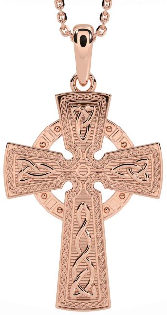 Rose Gold Silver Celtic Cross Trinity Knot Necklace