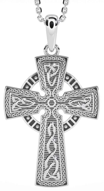 Silver Black Rhodium Celtic Cross Trinity Knot Necklace