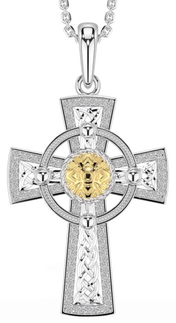 Gold Silver Celtic Cross Warrior Necklace