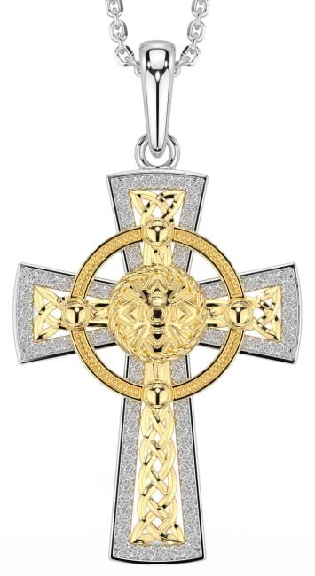 Gold Silver Celtic Cross Warrior Necklace