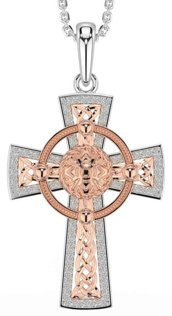 Rose Gold Silver Celtic Cross Warrior Necklace
