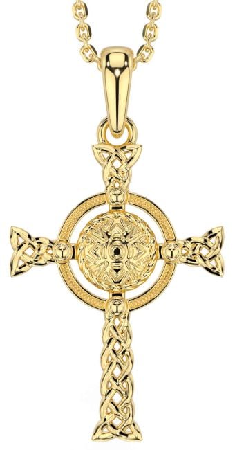 Gold Celtic Cross Warrior Trinity Knot Necklace