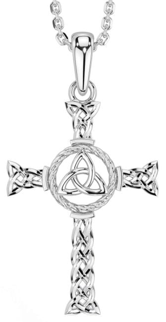 Silver Celtic Cross Trinity Knot Necklace