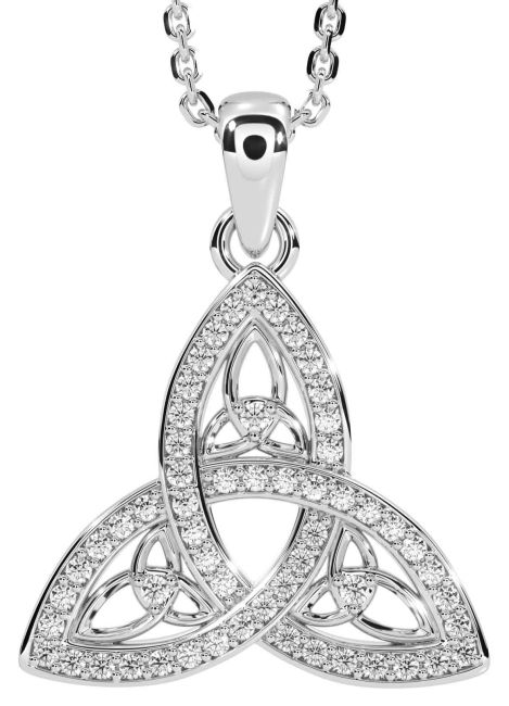 Diamond Silver Celtic Trinity Knot Necklace