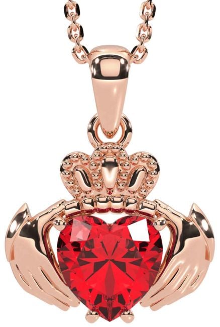 Ruby Rose Gold Silver Claddagh Necklace