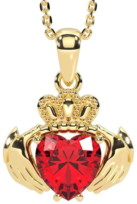 Ruby Gold Claddagh Necklace