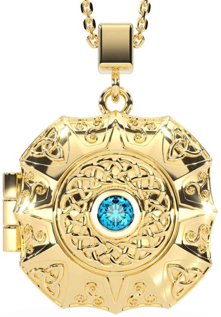 Topaz Gold Celtic Trinity Knot Locket Necklace