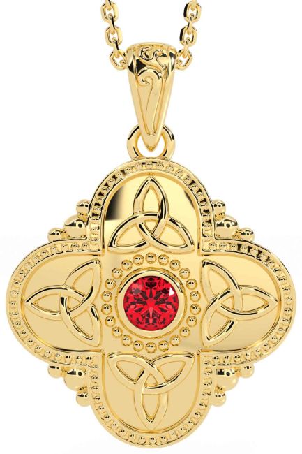 Ruby Gold Silver Celtic Trinity Knot Warrior Necklace