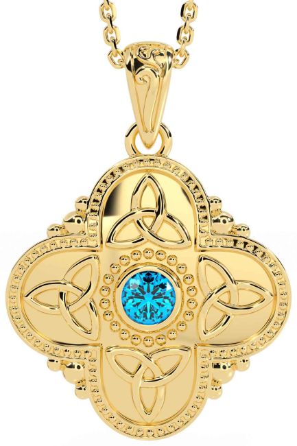 Topaz Gold Silver Celtic Trinity Knot Warrior Necklace