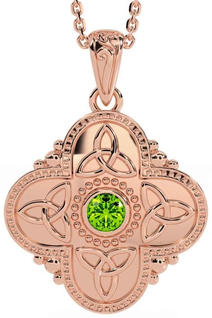 Peridot Rose Gold Celtic Trinity Knot Warrior Necklace