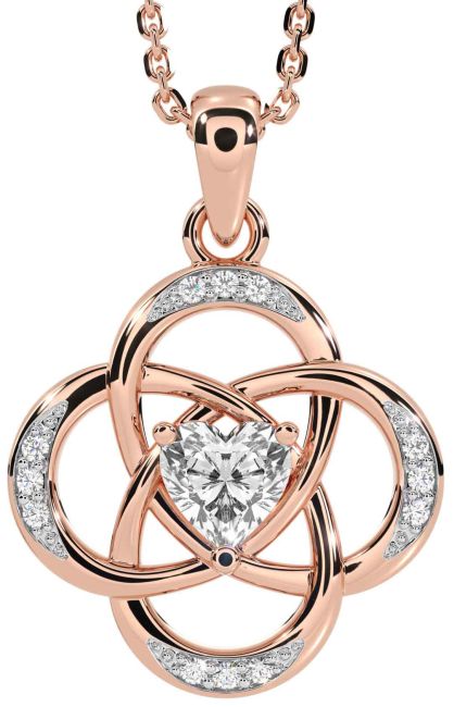 Diamond Rose Gold Silver Celtic Necklace
