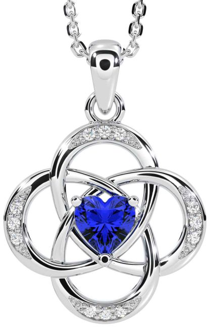Diamond Sapphire Silver Celtic Necklace