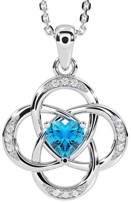 Diamond Topaz Silver Celtic Necklace