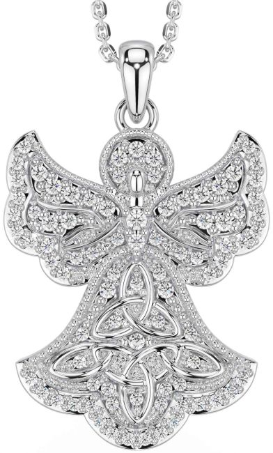 Diamond White Gold Celtic Trinity Knot Necklace