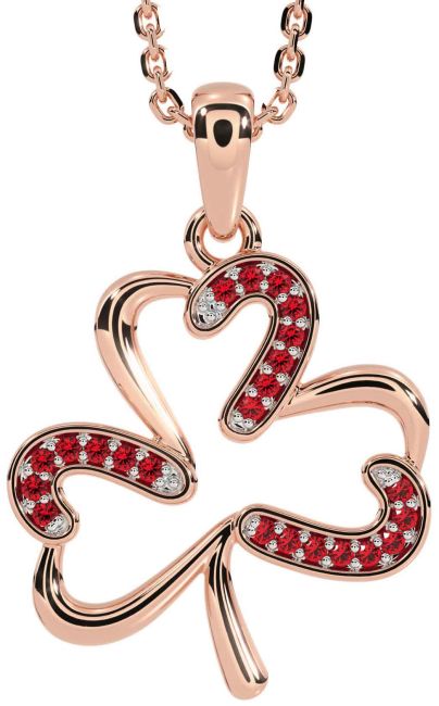 Ruby Rose Gold Silver Shamrock Necklace