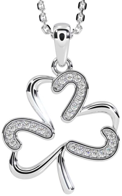 Diamond White Gold Shamrock Necklace