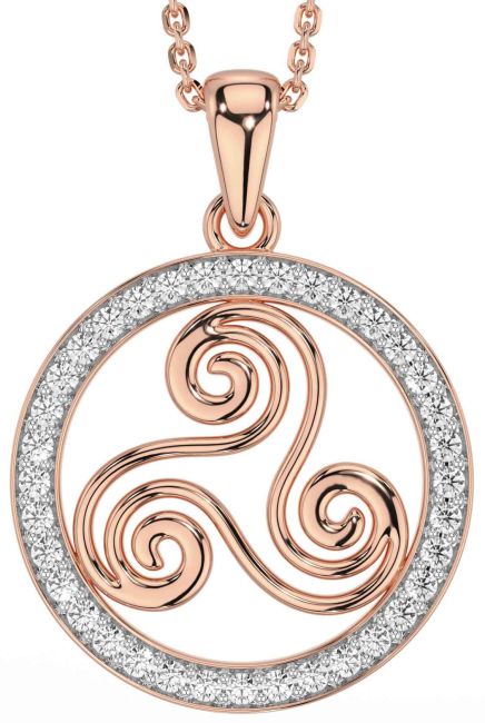 Diamond Rose Gold Silver Celtic Necklace