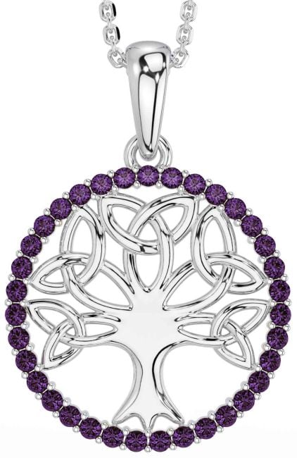 Alexandrite Silver Celtic Tree of Life Trinity Knot Necklace