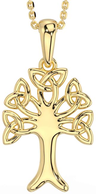 Gold Celtic Tree of Life Trinity Knot Necklace
