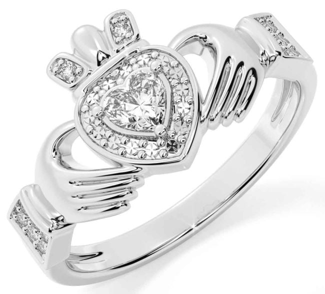 Diamond Silver Claddagh Ring