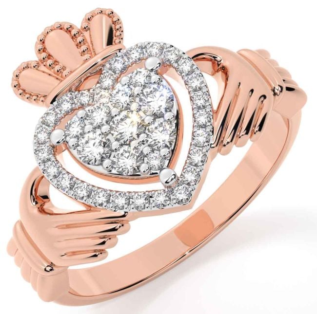 Diamond Rose Gold Claddagh Ring