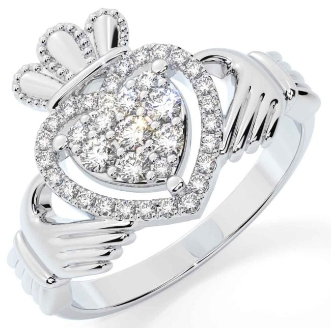 Diamond Silver Claddagh Ring