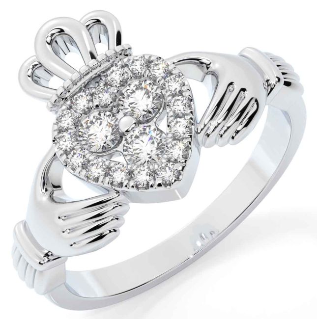 Diamond White Gold Claddagh Ring