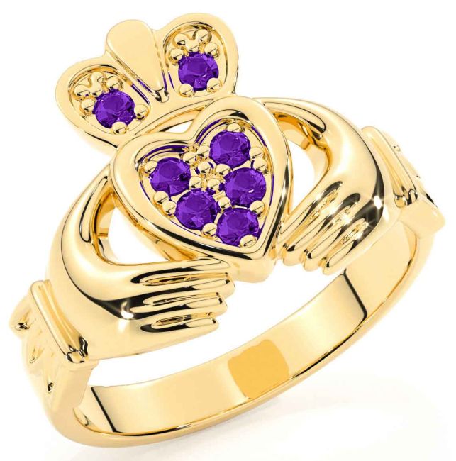 Diamond Gold Silver Claddagh Ring