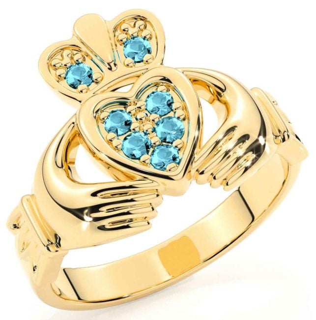 Diamond Gold Silver Claddagh Ring