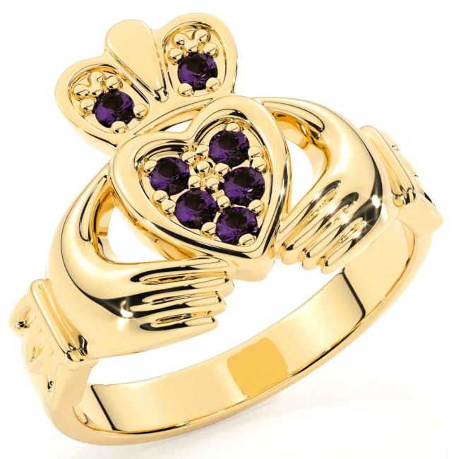 Diamond Gold Silver Claddagh Ring