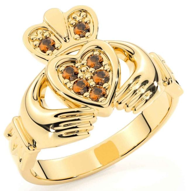 Diamond Gold Silver Claddagh Ring