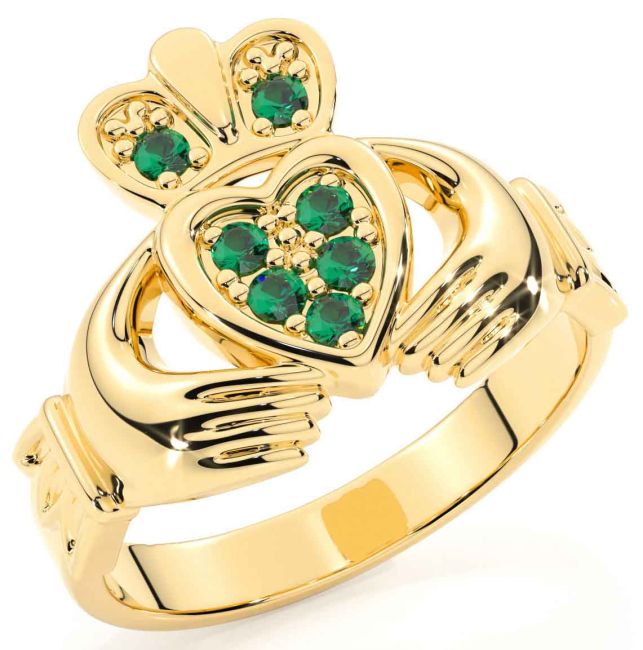 Diamond Gold Silver Claddagh Ring