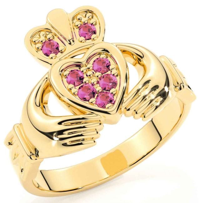 Diamond Gold Silver Claddagh Ring