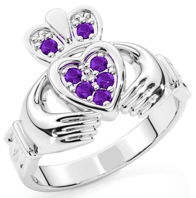 Diamond Silver Claddagh Ring