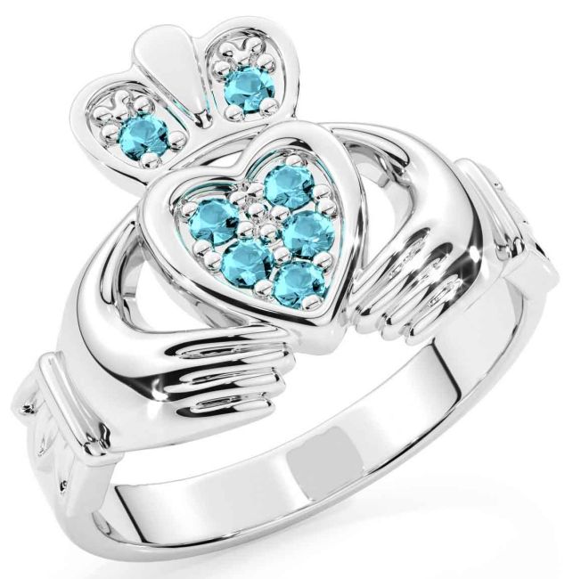 Diamond Silver Claddagh Ring