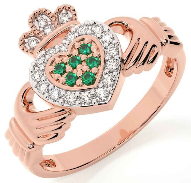 925 sterling silver Claddagh Celtic rings for engagement emerald Claddagh rings crown rings 14k rose gold plated Claddagh propose hotsell rings