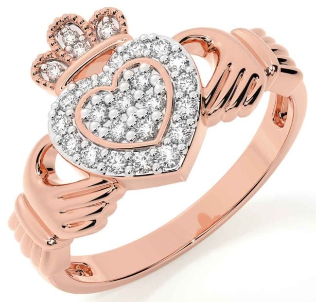 Diamond Rose Gold Claddagh Ring