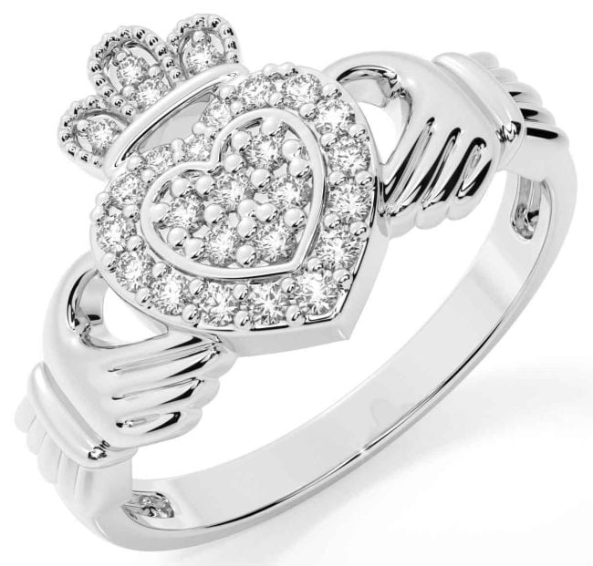 Diamond White Gold Claddagh Ring