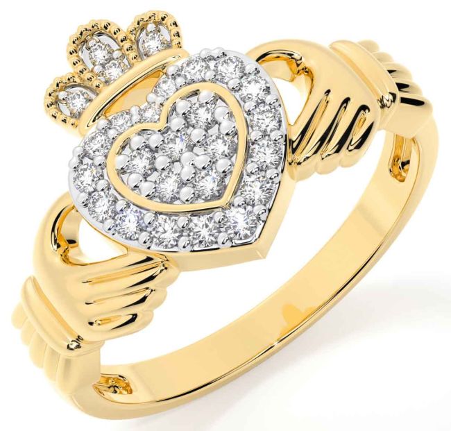 Diamante Oro Claddagh Anillo